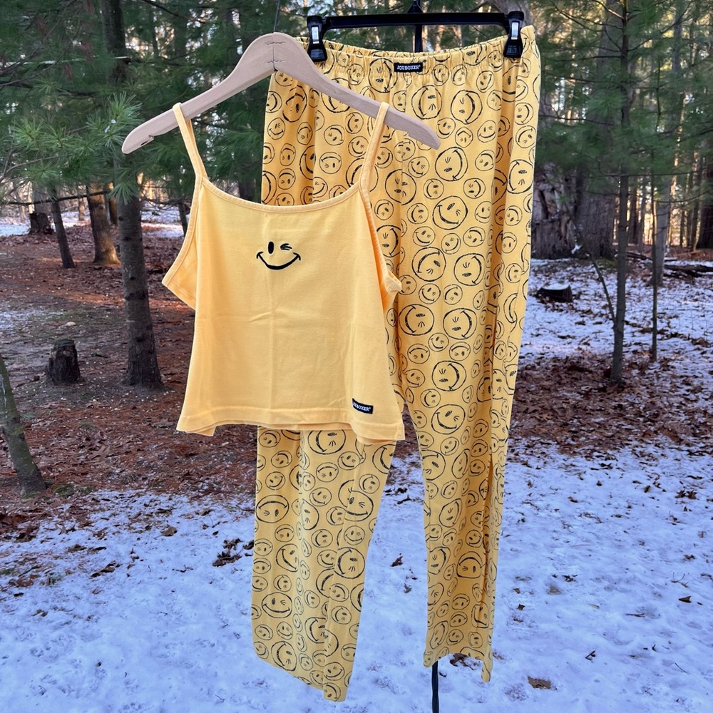 90s Joe Boxer Smiley Face Pajamas 2-Piece Set Womenโs Size XL - Picture 14 of 15
